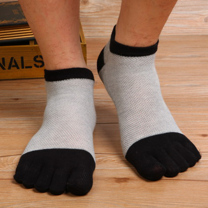 Male Cotton Toe Socks Summer Thin Section Invisible Socks Short Tube Socks Mesh Breathable Absorbent Sock Toe Socks M